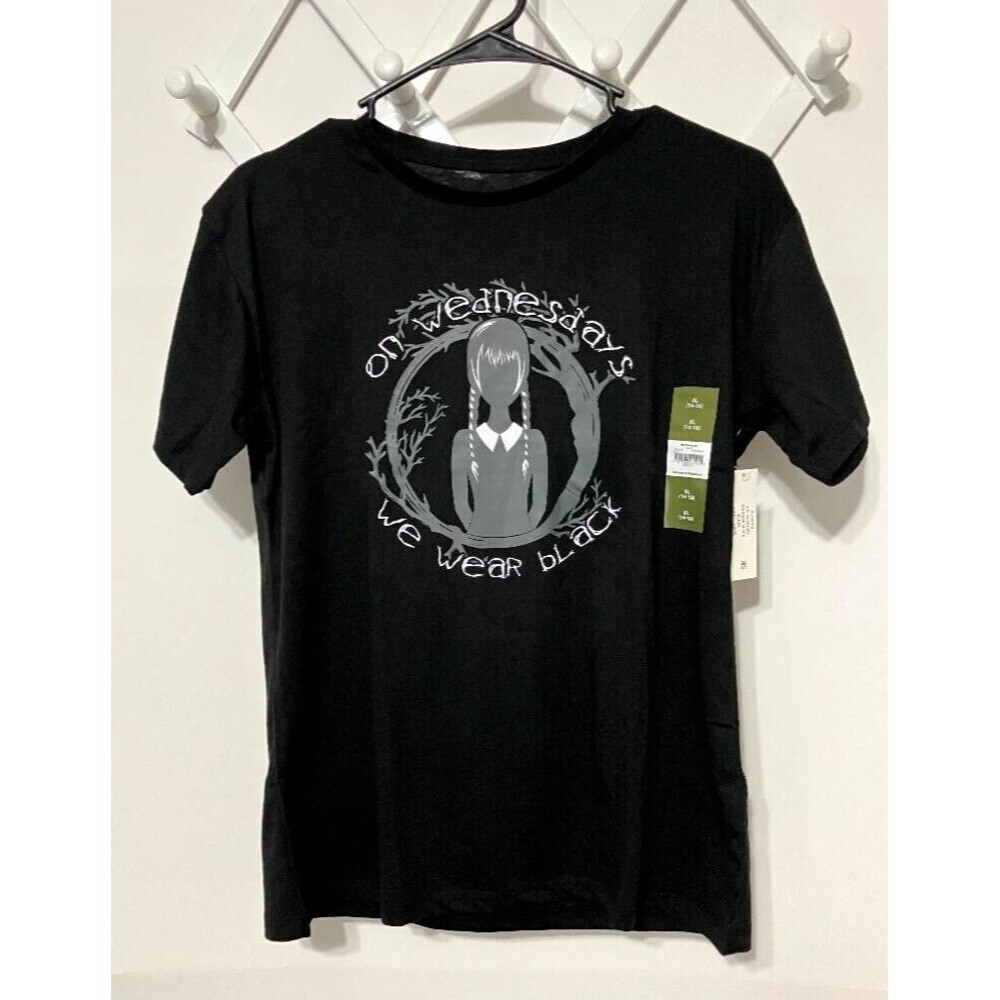 Wednesday Addams Netflix Girls Youth Sz 14-16 (XL) Halloween Shirt We Wear Black